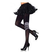 Bild von Strumpfhose mit Totenkopfmotiv in Schwarz