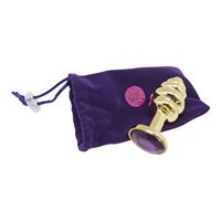 Εικόνα της Buttplug in Gold mit Riffeln und violettem Kristall 