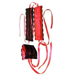 Imagen de Handfesseln aus Satin in Rot und Augenbinde