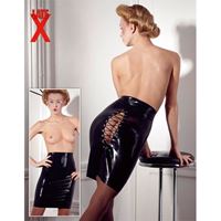 Bild von Rock aus Latex in Schwarz mit Schnürung