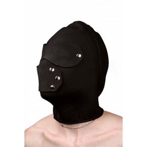 Imagen de Schwarze Kopfkappe für SM mit Öffnungen für Augen und Mund