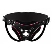 Image de Tief ausgeschnittener Harness aus Leder mit Dildoring