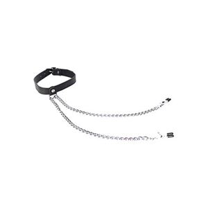 Imagen de Halsband mit Nippelklemmen in Schwarz