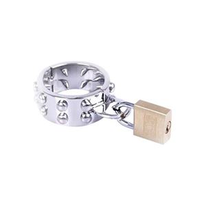 Picture of Penisring aus Metall mit Schloss und Spikes