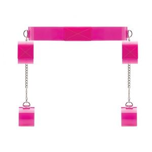 Resim Pink-transparenter Bondagegurt mit Handschellen