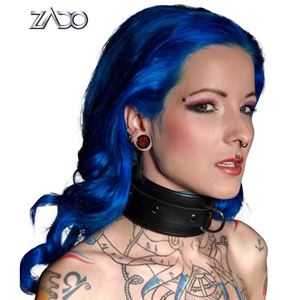 Imagen de Halsband aus Leder mit Ring in Schwarz