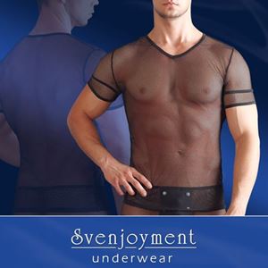 Obrazek Herrenshirt aus transparentem Netzmaterial in Schwarz