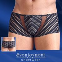 Resim Short in Schwarz mit transparenten Streifen