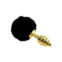 Εικόνα της Geriffelter Buttplug mit Häschenschwanz in Gold