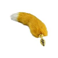 Εικόνα της Geriffelter Buttplug mit Fuchsschweif in Gold