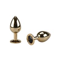 Bild von Glatter goldener Buttplug mit schwarzem Kristall