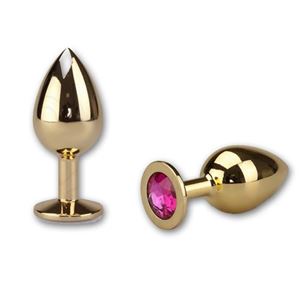 Picture of Buttplug aus Aluminium in Gold mit pinkfarbenem Kristall