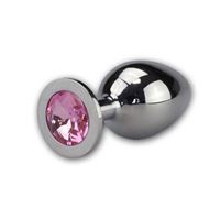 Obrazek Buttplug aus Aluminium mit pinkfarbenem Stein