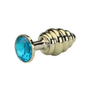 Εικόνα της Geriffelter Buttplug aus Aluminium in Gold