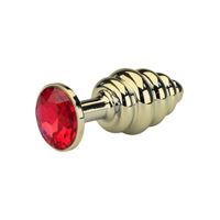 Εικόνα της Geriffelter goldener Buttplug aus Aluminium ? Rubin