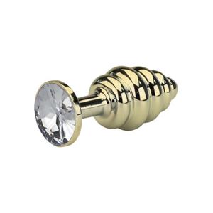 Εικόνα της Geriffelter goldener Buttplug aus Aluminium ? Diamant