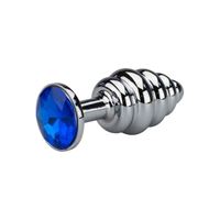 Εικόνα της Geriffelter Buttplug aus Aluminium mit Saphir