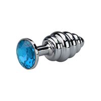 Εικόνα της Geriffelter Buttplug aus Aluminium mit Saphir