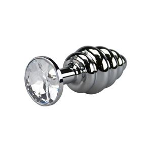 Εικόνα της Geriffelter Buttplug aus Aluminium mit Diamant