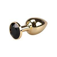 Bild von Glatter goldener Buttplug mit schwarzem Kristall