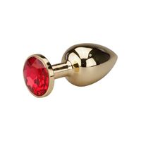 Bild von Glatter goldener Buttplug mit Rubin