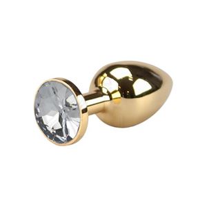 Bild von Glatter goldener Buttplug mit Diamant
