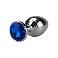 Bild von Glatter silberner Buttplug mit Saphir