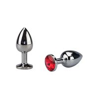 Bild von Glatter silberner Buttplug mit Rubin