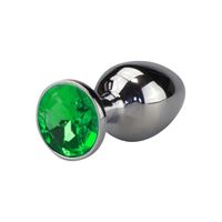 Bild von Glatter silberner Buttplug mit Smaragd