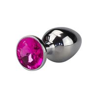 Bild von Glatter silberner Buttplug mit rosafarbenem Kristall