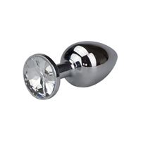 Bild von Glatter silberner Buttplug mit Diamant