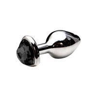 Bild von Glatter silberner Buttplug mit herzförmigem Kristall