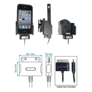 Resim Brodit Halter mit Kugelgelenk für  Apple iPhone 4 / iPhone 4S, Achtung: Halter ist nur für die Aufnahme des abgebildeten Griffin PowerJolt Kabel vorgesehen!