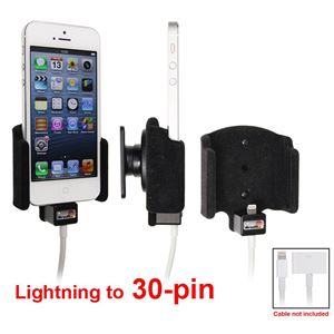 Bild von Brodit Halter mit Kugelgelenk für  Apple iPhone 5 / iPhone 5S , Achtung: Halter ist nur für die Aufnahme des abgebildeten Original Adapters (Apple MD824ZM/A 30-Pin-Dock auf Lightning Anschluss) vorgesehen!