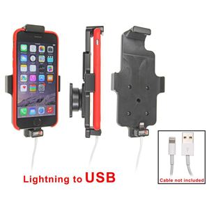 Resim Brodit Halter mit Kugelgelenk für  Apple iPhone 6 , für Geräte mit dünnen Skins (Schutzhüllen), Achtung: Nur für die Aufnahme des abgebildeten Original Kabel (Apple MD818ZM/A mit Lightning Anschluss) vorgesehen!