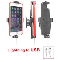 Resim Brodit Halter mit Kugelgelenk für  Apple iPhone 6 Plus , für Geräte mit dünnen Skins (Schutzhüllen), Achtung: Nur für die Aufnahme des abgebildeten Original Kabel (Apple MD818ZM/A mit Lightning Anschluss) vorgesehen!