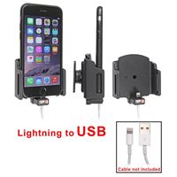 Resim Brodit Halter mit Kugelgelenk für  Apple iPhone 6, Verstellbar (seitlich), für Geräte mit Skins (Schutzhüllen), Achtung: Nur für die Aufnahme des abgebildeten Original Kabel (Apple MD818ZM/A mit Lightning Anschluss) vorgesehen!
