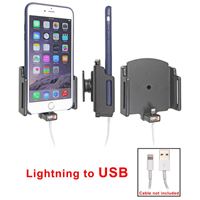 Resim Brodit Halter mit Kugelgelenk für  Apple iPhone 6 Plus, Verstellbar (seitlich), für Geräte mit Skins (Schutzhüllen), Achtung: Nur für die Aufnahme des abgebildeten Original Kabel (Apple MD818ZM/A mit Lightning Anschluss) vorgesehen!