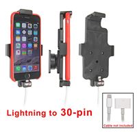 Resim Brodit Halter mit Kugelgelenk für  Apple iPhone 6 , für Geräte mit dünnen Skins (Schutzhüllen), Achtung: Halter ist nur für die Aufnahme des abgebildeten Original Adapters (Apple MD824ZM/A 30-Pin-Dock auf Lightning Anschluss) vorgesehen!