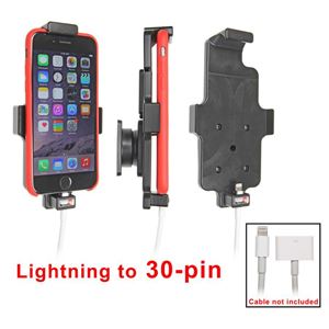 Resim Brodit Halter mit Kugelgelenk für  Apple iPhone 6 , für Geräte mit dünnen Skins (Schutzhüllen), Achtung: Halter ist nur für die Aufnahme des abgebildeten Original Adapters (Apple MD824ZM/A 30-Pin-Dock auf Lightning Anschluss) vorgesehen!