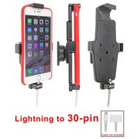 Resim Brodit Halter mit Kugelgelenk für  Apple iPhone 6 Plus , für Geräte mit dünnen Skins (Schutzhüllen), Achtung: Halter ist nur für die Aufnahme des abgebildeten Original Adapters (Apple MD824ZM/A 30-Pin-Dock auf Lightning Anschluss) vorgesehen!