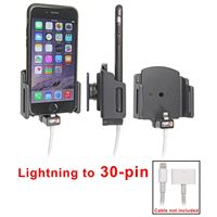 Resim Brodit Halter mit Kugelgelenk für  Apple iPhone 6 , für Geräte mit dünnen Skins (Schutzhüllen), Achtung: Halter ist nur für die Aufnahme des abgebildeten Original Adapters (Apple MD824ZM/A 30-Pin-Dock auf Lightning Anschluss) vorgesehen!