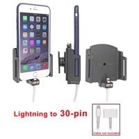 Resim Brodit Halter mit Kugelgelenk für  Apple iPhone 6 Plus , für Geräte mit dünnen Skins (Schutzhüllen), Achtung: Halter ist nur für die Aufnahme des abgebildeten Original Adapters (Apple MD824ZM/A 30-Pin-Dock auf Lightning Anschluss) vorgesehen!