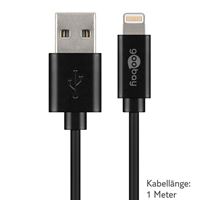 Изображение Goobay DatenkabelLightning auf USB für  Apple iPad 4 / iPad Air / iPad Air 2 / iPad Mini / iPad Mini 2 Retina / iPad Mini 3, BLACK, 1 Meter