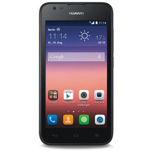 Resim Huawei Ascend Y550 - Farbe: Black - (LTE, Bluetooth 4.0, 5MP Kamera, GPS, Betriebssystem: Android 4.4.3 (KitKat), 1,2 GHz Quad-Core Prozessor, 11,4cm (4,5 Zoll) Touchscreen) - Smartphone