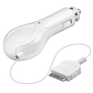 Immagine di KFZ-Ladekabel -AUFROLLBAR- WHITE, 12V/24V, für  Apple iPhone / iPhone 3G / iPhone 3G S / iPhone 4 / iPhone 4S / iPod Touch 4