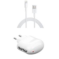 Imagen de Ladegerät 230V für  Apple iPad 4 / iPad Air / iPad Air 2 / iPad Mini / iPad Mini 2 Retina / iPad Mini 3, Lightning Daten & Ladekabel MD818ZM/A inkl. Goobay USB-Lader WHITE