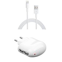 Bild von Ladegerät 230V für  Apple iPad 4 / iPad Air / iPad Air 2 / iPad Mini / iPad Mini 2 Retina / iPad Mini 3, Lightning Daten & Ladekabel MD818ZM/A inkl. Goobay USB-Lader WHITE