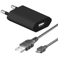 Resim Ladegerät 230V, 1A , Micro USB, BLACK, 2-teilig