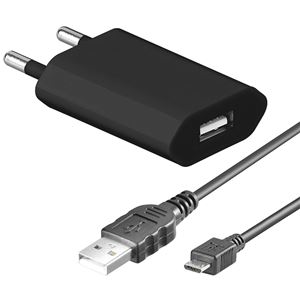 Bild von Ladegerät 230V, 1A , Micro USB, BLACK, 2-teilig